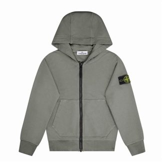 STONE ISLAND Badge Zip Hoodie Kids Zip Hoodies Grey Mel V0M64 for sale