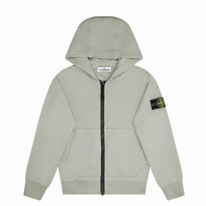 STONE ISLAND Badge Zip Hoodie Kids Zip Hoodies Perla V0061 for sale