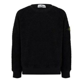 STONE ISLAND Boy'S Heavy Fleece Crew Neck Jumper Kids Crew Sweaters Black V0029 for sale