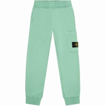 STONE ISLAND Boys Badge Joggers Kids Closed Hem Fleece Jogging Bottoms Acqua V0044 for sale