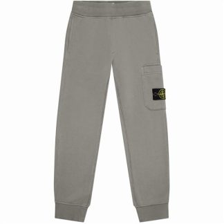 STONE ISLAND Boys Badge Joggers Kids Closed Hem Fleece Jogging Bottoms Grey Mel V0M64 for sale