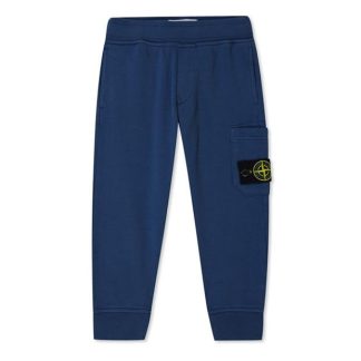 STONE ISLAND Boys Badge Joggers Kids Closed Hem Fleece Jogging Bottoms Royal V0027 for sale