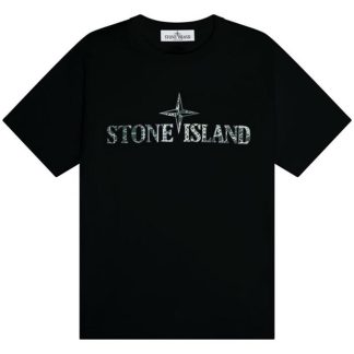 STONE ISLAND Boys Logo T Shirt Kids Regular Fit T-Shirts Black V0029 for sale