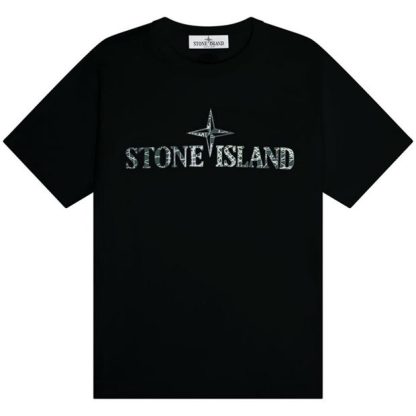 STONE ISLAND Boys Logo T Shirt Kids Regular Fit T-Shirts Black V0029 for sale