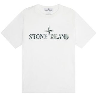 STONE ISLAND Boys Logo T Shirt Kids Regular Fit T-Shirts White V0001 for sale