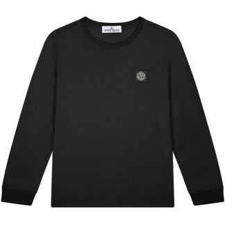 STONE ISLAND Boys Long Sleeve Badge T Shirt Kids Long Sleeve T-Shirts Black V0029 for sale