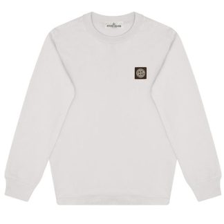 STONE ISLAND Boys Long Sleeve Badge T Shirt Kids Long Sleeve T-Shirts White V0001 for sale