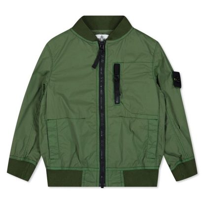 STONE ISLAND Boys Stretch Light Nylon Bomber Jacket Kids Bomber Jackets - Midweight Verde B V0053 for sale