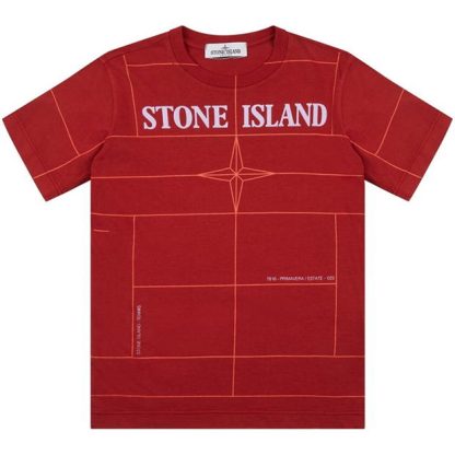 STONE ISLAND Boys Tennis Grid T Shirt Kids Mattone V0015  for sale