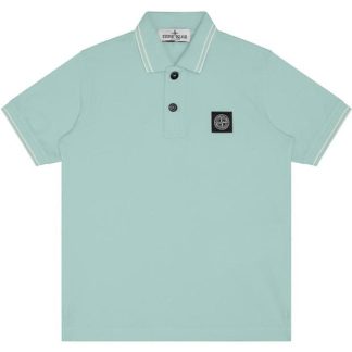 STONE ISLAND Boys Tipped Polo Shirt Kids Short Sleeve Polos Acqua V0044 for sale