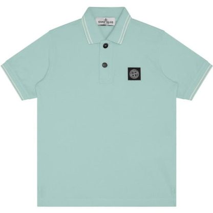 STONE ISLAND Boys Tipped Polo Shirt Kids Short Sleeve Polos Acqua V0044 for sale