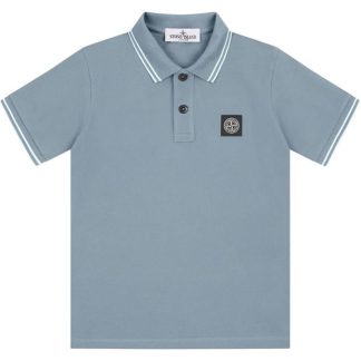 STONE ISLAND Boys Tipped Polo Shirt Kids Short Sleeve Polos Azzuro V0040 for sale