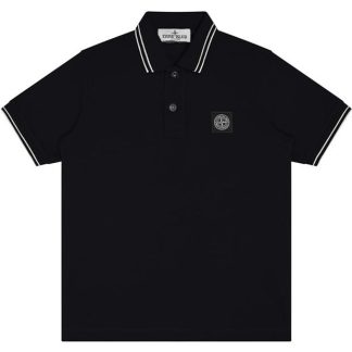 STONE ISLAND Boys Tipped Polo Shirt Kids Short Sleeve Polos Black V0029 for sale