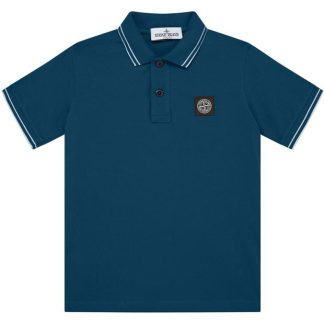 STONE ISLAND Boys Tipped Polo Shirt Kids Short Sleeve Polos Bluette V0022 for sale