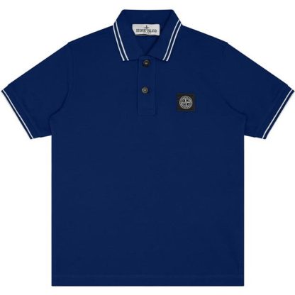 STONE ISLAND Boys Tipped Polo Shirt Kids Short Sleeve Polos Bluette V0022 for sale