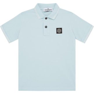 STONE ISLAND Boys Tipped Polo Shirt Kids Short Sleeve Polos Cielo V0041 for sale