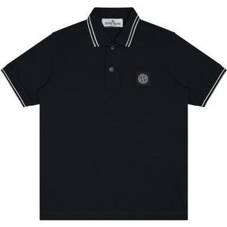 STONE ISLAND Boys Tipped Polo Shirt Kids Short Sleeve Polos Navy V0020 for sale