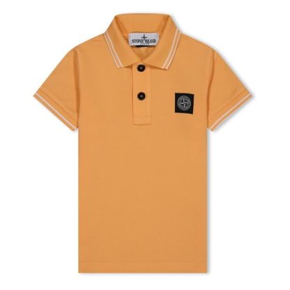 STONE ISLAND Boys Tipped Polo Shirt Kids Short Sleeve Polos Orange V0032 for sale