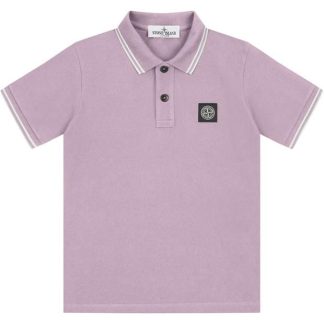 STONE ISLAND Boys Tipped Polo Shirt Kids Short Sleeve Polos Rosa V0080 for sale