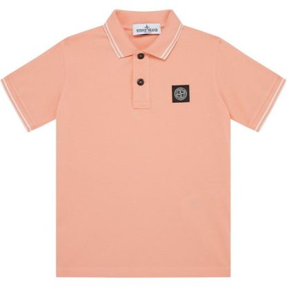 STONE ISLAND Boys Tipped Polo Shirt Kids Short Sleeve Polos Salmone V0081 for sale