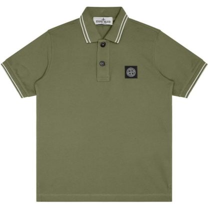 STONE ISLAND Boys Tipped Polo Shirt Kids Short Sleeve Polos Salvia V0055 for sale