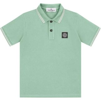 STONE ISLAND Boys Tipped Polo Shirt Kids Short Sleeve Polos Vd Chiaro V0052 for sale