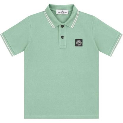 STONE ISLAND Boys Tipped Polo Shirt Kids Short Sleeve Polos Vd Chiaro V0052 for sale