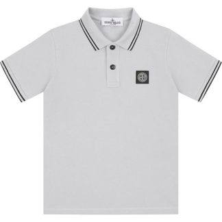 STONE ISLAND Boys Tipped Polo Shirt Kids Short Sleeve Polos White V1093 for sale