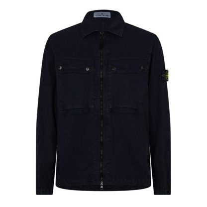 STONE ISLAND Brushed Organic Cotton Garment Dyed Old Effect Men Overshirts Navy V0120 for sale