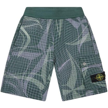 STONE ISLAND Camo Shorts Kids Verde B V0053  for sale