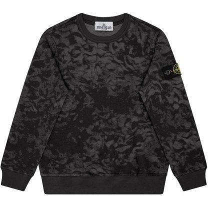 STONE ISLAND Camouflage Print Sweatshirt Junior Kids Black V0029  for sale