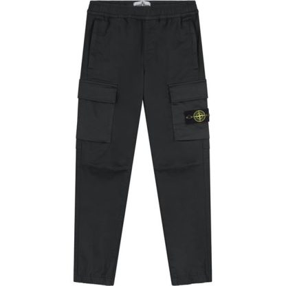 STONE ISLAND Canvas Cargos Juniors Kids Cargo Trousers Black V0029 for sale