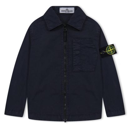 STONE ISLAND Canvas Dyed Overshirt Junior Kids Overshirts Blue V0120 for sale