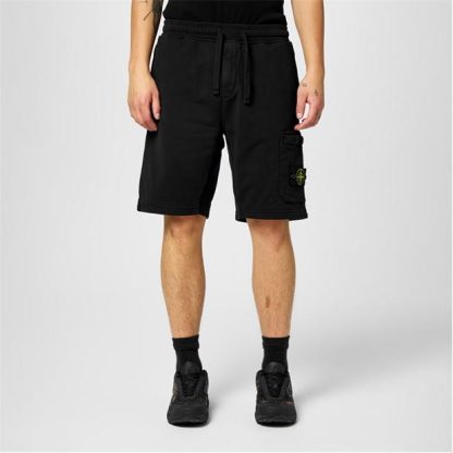 STONE ISLAND Cargo Bermuda Shorts Men Fleece Shorts Nero A0029 for sale