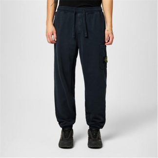 STONE ISLAND Cargo Sweatpants Men Closed Hem Fleece Jogging Bottoms Blue A0020 for sale