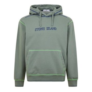 STONE ISLAND Cotton Fleece Garment Dyed Embroider Logo Men OTH Hoodies Sage Grn V0055 for sale