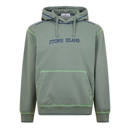 STONE ISLAND Cotton Fleece Garment Dyed Embroider Logo Men OTH Hoodies Sage Grn V0055 for sale