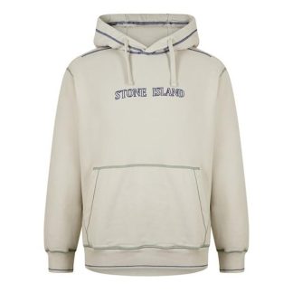 STONE ISLAND Cotton Fleece Garment Dyed Embroider Logo Men OTH Hoodies Stucco V0097 for sale