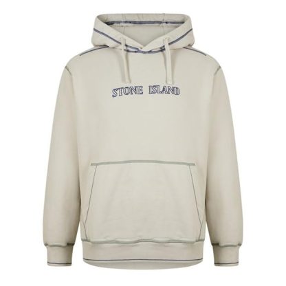 STONE ISLAND Cotton Fleece Garment Dyed Embroider Logo Men OTH Hoodies Stucco V0097 for sale