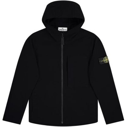 STONE ISLAND Cotton Nylon Twill Junior Jacket Kids Overshirts Black V0029 for sale