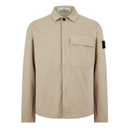 STONE ISLAND Cotton Twill Overshirt Men Overshirts Sand V0095 for sale