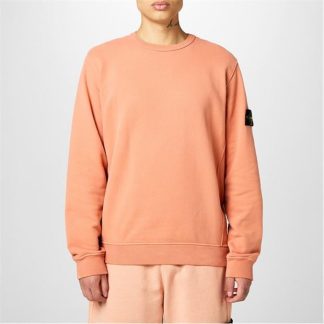 STONE ISLAND Crew Neck Sweatshirt Men Crew Sweaters Arancio V0032 for sale