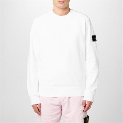 STONE ISLAND Crewneck Sweater Men Crew Sweaters Bianco A0001 for sale