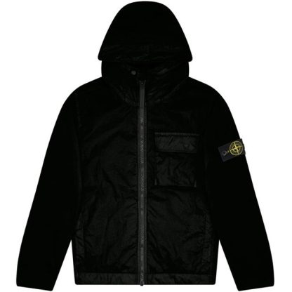 STONE ISLAND Crinkle Reps Hooded Jacket Junior Boys Kids Puffer Jackets - Lightweight Black V0029 for sale