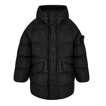 STONE ISLAND Crinkle Reps Jacket Junior Boys Kids Down Jackets Black V0029 for sale