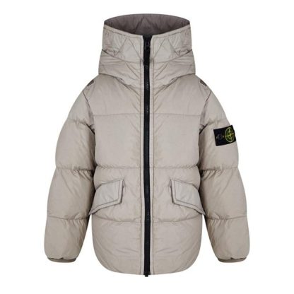 STONE ISLAND Crinkle Reps Jacket Junior Boys Kids Puffer Jackets - Heavyweight Dove Grey V0092 for sale