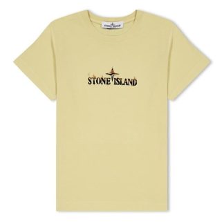 STONE ISLAND Distressed Logo T-Shirt Kids Regular Fit T-Shirts Nat Beige V0091 for sale