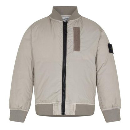 STONE ISLAND Garment Dyed Crinkle Reps Down Bomber Jacket Kids Cement V0092  for sale