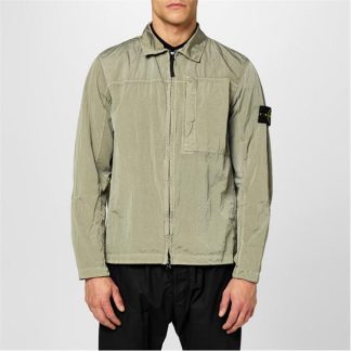 STONE ISLAND Garment Dyed Crinkle Reps Over Shirt Men Overshirts Stucco V0097 for sale