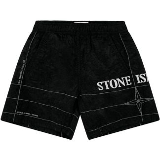 STONE ISLAND Grid Swim Shorts Kids Swim Shorts Black V0029 for sale